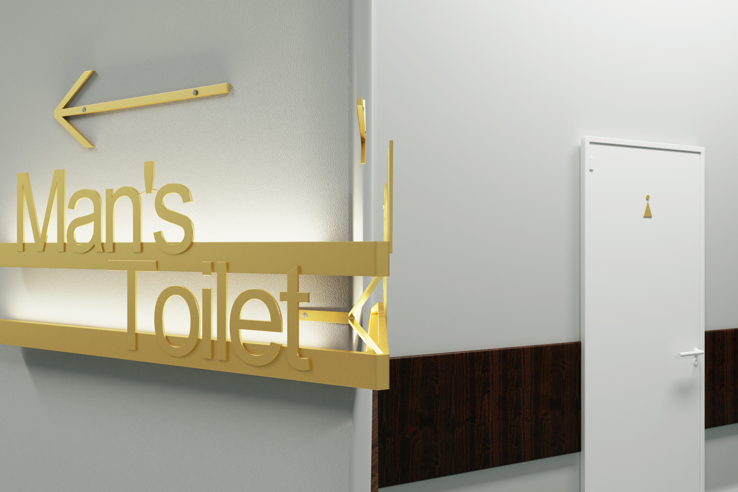 room with toilet sign. 3D Rendering