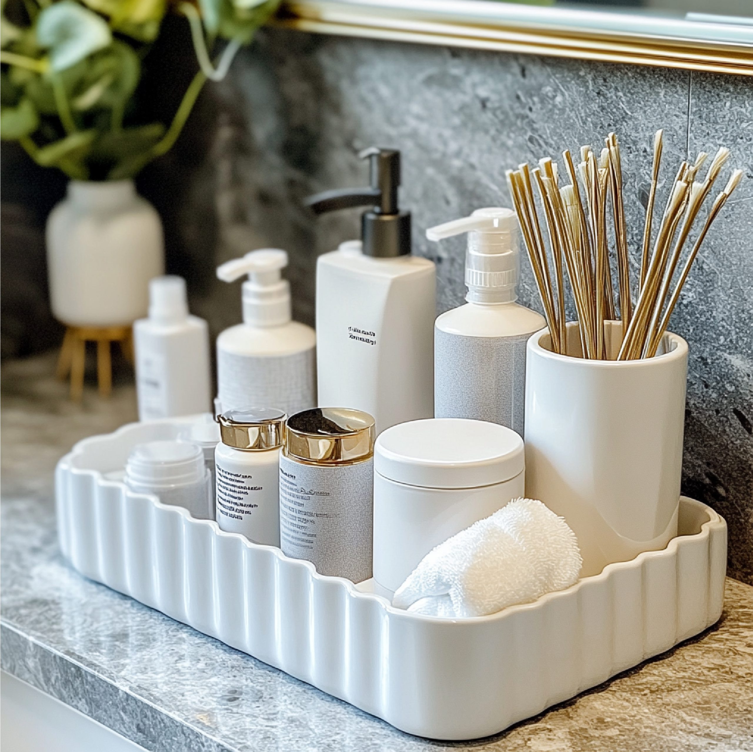 organizing-hygiene-products-neatly-bathroom-counter